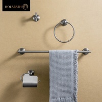 Set Aksesori Kamar Mandi Set Perangkat Keras Kamar Mandi Hitam Matte Stainless Steel Rak Kertas Toilet Bar Handuk Terpasang Di Dinding