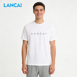 Camiseta Lancai de Tela Delgada y Talla Grande para Hombre, Camisetas de Manga Corta para Verano con Logotipo Personalizado - Product Image 3