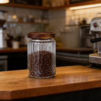 Récipient en verre multi-usages pour le stockage des aliments dans la cuisine, pot de stockage en verre à motif en U, idéal pour le stockage des épices et plus encore