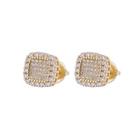 Venta Directa de Fábrica, Joyería Hip Hop de Moda, Aretes de Latón con Circonita y Diamantes para Mujeres y Hombres