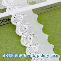 Ruban de dentelle festonnée brodée florale assortie en coton blanc traditionnel avec œillets pour vêtements, sacs et chaussures – Vente en gros