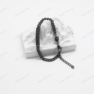 Stainless Steel Cuban Chain <b>Bracelet</b> with Textured Plate and <b>Adjustable</b> Extension Rose Detail Vintage Gothic Punk Jewelry - Product Image 3