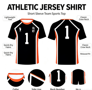Maglia Personalizzata <span class=keywords><strong>Anime</strong></span> <span class=keywords><strong>Haikyuu</strong></span> per Pallavolo, T-Shirt Cosplay Ecologica in Seta/Cotone, Asciugatura Rapida, Traspirante, Uniforme Sportiva da Uomo - Product Image 2