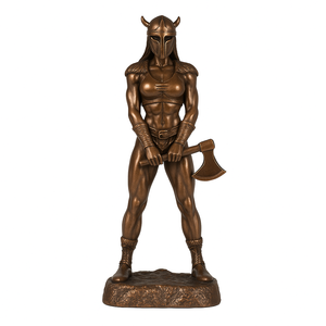 Statua in Poliresina di Bronzo di Guerriera Vichinga Bodybuilder, Altezza 35,5 cm - Product Image 1