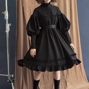 Abito Lolita da donna COS Clothing nuovo stile, a maniche lunghe, ampio, con colletto alla coreana <span class=keywords><strong>e</strong></span> maniche a lanterna in pizzo - Product Image 3