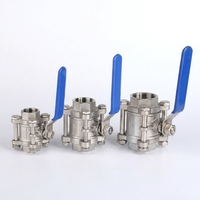Robinet à bille manuel 3 pièces en acier inoxydable 304/316 robuste avec poignée, raccords F&NPT, pour eau, huile, gaz et produits chimiques industriels (OEM)