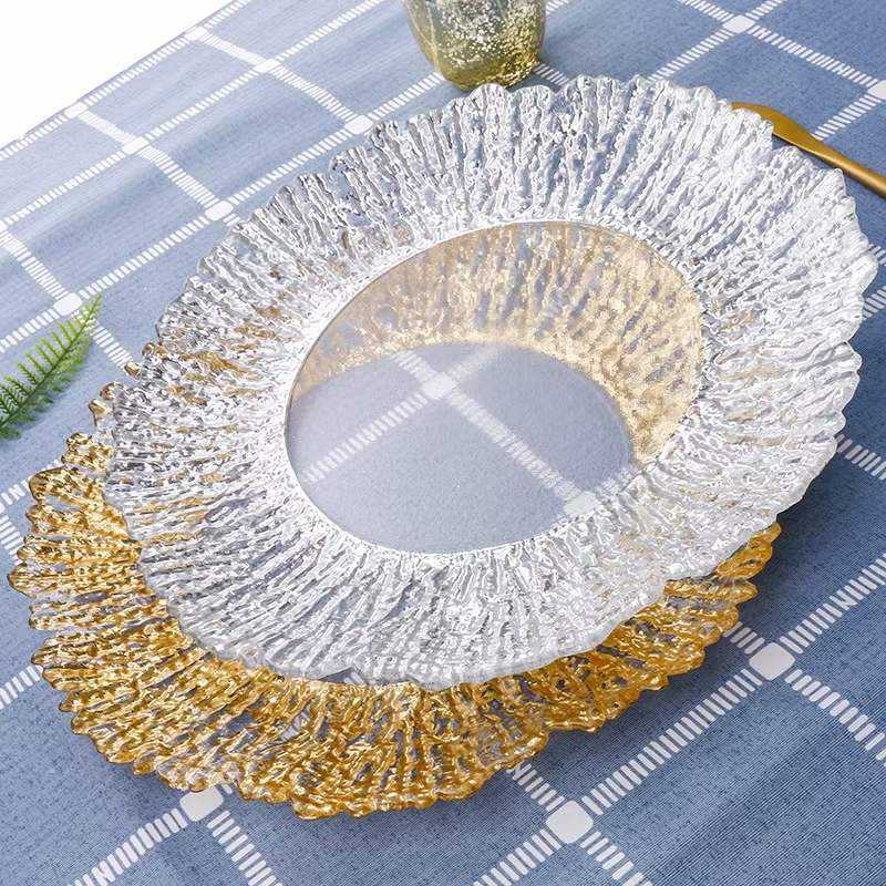 Clear Glass Glass And Gold Charger Plates Barski Clear Charger