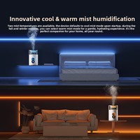Humidificateur ultrasonique intelligent de bureau 6L avec brume fraîche et chaude et 7 lumières colorées pour la maison et le bureau