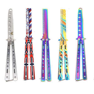 Nuevo y Exclusivo Cuchillo Balisong Plegable de Acero Inoxidable para <span class=keywords><strong>Barber</strong></span>ía, Entrenamiento y Práctica de Defensa Personal - Product Image 2