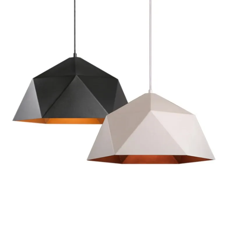 Moden Multilateral Rhombus Nordic Chandelier Nordic Iron Diamond Light Industries Black Geometric Pendant Light