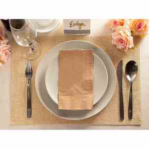 Serviettes en papier jetables carrées en kraft naturel 18 g/m² 12x16 pouces 2 plis 4 volets pour fêtes modernes, vente directe usine, en pâte de bois, emballage en sac - Product Image 2