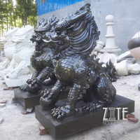 Sculpture de dragon en résine polie peinte à la main, taille réelle, statue de Kylin chinois, imperméable, pour extérieur