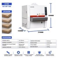 Machine à poncer à bande large HICAS HC R-RP 1300, largeur 20-1300 mm, épaisseur 2,5-100 mm, 56,7 kW, PLC INOVANCE pour panneaux MDF CE