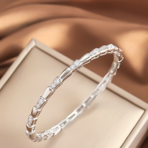 European American Trendy Snake Bracelet <b>Gold</b> Silver Copper Plated Zircon Crystal Jewelry for Women Gift Fall 2024 - Product Image 3