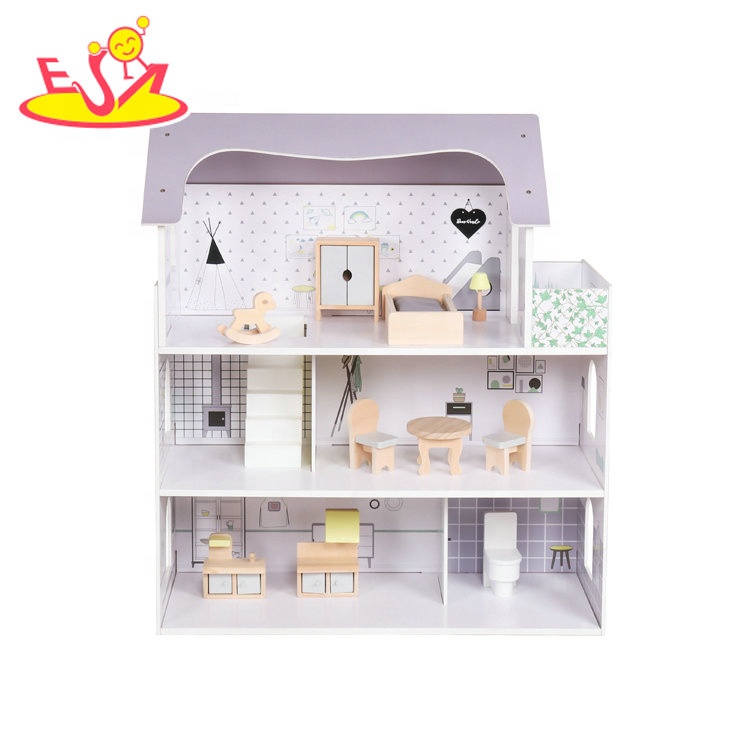 Настраиваемый маленький деревянный кукольный дом для оптовой продажи W06A393