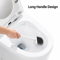 Brosse WC en silicone TPR au design moderne, support mural ou sur pied à séchage rapide pour le nettoyage de la salle de bain