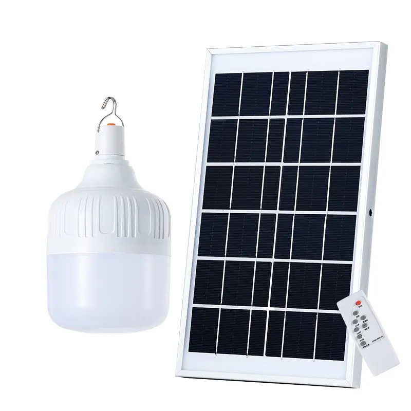 Portable Led Solar Light Bulb With Solar Panel For Indoor Outdoor Camp Hiking Tent Night Fishing Emergency Lamp