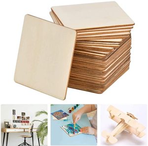 Mảnh Gỗ Kraff Trống Tự Nhiên 4X4 Inch Hình Vuông Gỗ Cắt Gạch Cho Thủ Công Tự Làm Tranh Đế Lót Ly Khắc - Product Image 2