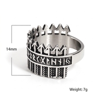 Cincin Fashion Baja Tahan Karat Desain Mahkota Rune Vintage, Cincin Jari Pria dengan Tepi Gigi Gergaji Berongga untuk Pemakaian Sehari-hari dan Pesta.