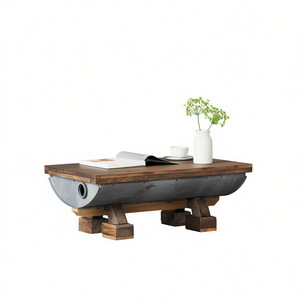 Industrial Wood Coffee <b>Table</b> 35.43 X 19.69 X 13.78 Inches Handmade Modern Living Room Furniture - Product Image 1