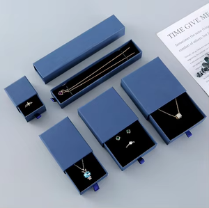 EleQeen Recyclable <b>Paper</b> Cardboard Modern Travel Jewelry Packaging Custom Logo Drawstring <b>Box</b> for Necklace <b>Storage</b> Gifts Display - Product Image 1