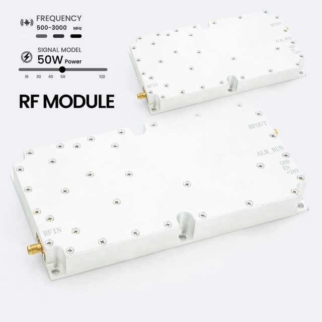 50W 500-3000MHZ RF Power Amplifier Module GaN 900MHZ 1.2G 1.5G 2.4G 5.2G 5.8G Anti FPV Defence UAV System Signal Source Module