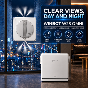Nettoyeur de vitres ultrasonique ECOVACS WINBOT W2S OMNI, conception sécurisée contrôlée par application pour la maison, le bureau, l'hôtel, les surfaces vitrées - Product Image 1