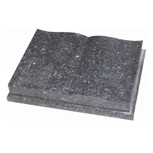 GME035 Custom-made Gravestone Carved Open Book Shape Blue Pearl Granite Headstone Tombstone