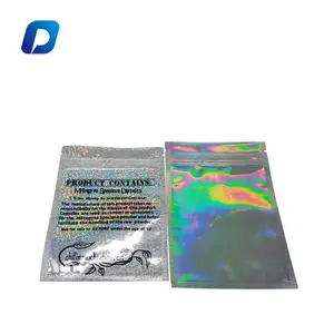 100 Stück Holo graphic Rainbow Color Irisierende Taschen Aluminium folie Verpackungs schloss Kunststoff Flache Tasche