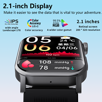 Reloj Inteligente con Pantalla Grande, Resistente al Agua IP67, con Bomba de Aire, Monitor de Presión Arterial, para Personas Mayores