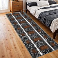 Railway Extra Long Hallway Runner Rug Realistic Train Track Stone Print Faux Cashmere Non-Slip Washable Carpet for Bedroom