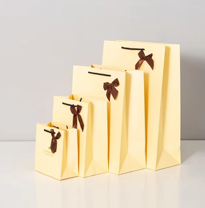 Elegant Classic Kraft Paper Bow Decor Gift <b>Bags</b> Thick Retail Hand <b>Bags</b> for Jewelry Apparel Cosmetic Stores - Product Image 4