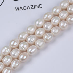 Perles de riz baroques blanches Zhuji 11-12 mm, grosses perles d'eau douce naturelles, pour collier et bracelet DIY, en forme de riz, vente en gros - Product Image 2