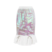 Robe sirène à sequins pour filles, en tulle, avec ourlet à volants, nœud papillon, taille élastique, respirante, écologique, style chinois, pour soirée dansante