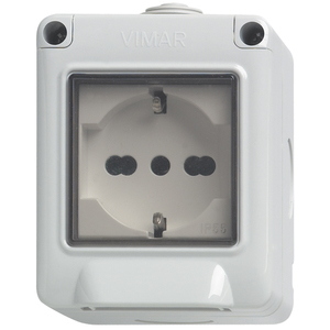 Contenedor Plana Vimar IP55 2M con Enchufe Universal para Uso en Exteriores - Product Image 1