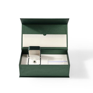 Boîte de présentation de bijoux en cuir PU vert de luxe avec logo personnalisé FANXI, boîte d'emballage de bijoux magnétique - Product Image 1