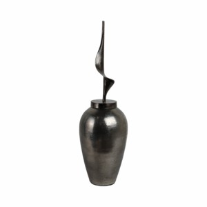 Vaso alto scultoreo in metallo con coperchio per soggiorno e decorazioni per la casa, vaso per fiori per camera da letto, casa e ufficio. - Product Image 4
