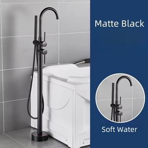 <span class=keywords><strong>Robinet</strong></span> de baignoire sur pied en <span class=keywords><strong>laiton</strong></span> au design élégant de vente chaude <span class=keywords><strong>avec</strong></span> douche à main <span class=keywords><strong>robinet</strong></span> de baignoire au sol chromé - Product Image 2