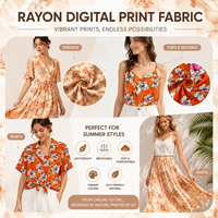 Tissu en viscose personnalisé OEM, tissé en rayonne imprimée, Challis en rayonne douce à motifs floraux pour la confection de vêtements, robes, chemisiers et tenues d'été