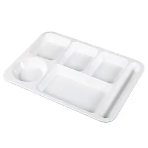 Wholesale Rectangle Divided Basket Dinner Tray White Oval Dessert Eating Plastic Plate with Lid For Home Restaurant