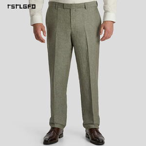 กางเกงสูทผู้ชายไซส์ใหญ่ กางเกงเดรสลำลองผ้าฝ้าย 100% กางเกงลำลองสไตล์ธุรกิจ ผ่านการตรวจสอบ BSCI รับผลิตแบบ OEM แบรนด์ส่วนตัว - Product Image 1