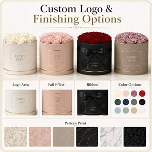 Caja de Regalo Redonda de Lujo con Logotipo Personalizado, Cilíndrica y Rígida, para Rosas, Floristería de Bodas y Regalos Premium - Product Image 3