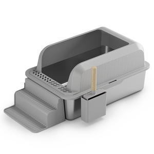 Muebles de baño semicerrados de acero inoxidable para gatos, caja de arena extraíble para gatos, caja de arena para uso al por mayor en la limpieza de arena para gatos - Product Image 1