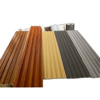 Panneau mural WPC cannelé moderne PM pour revêtement intérieur/extérieur, lambris PVC, grille composite bois-plastique pour décoration de fond TV