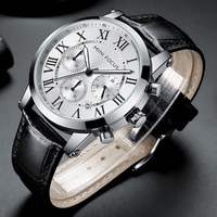 Montres-bracelets à quartz sportives tendance Mini Focus 0415 2022, bracelet en cuir, chronographe, Reloj Hombre, Relogio Masculino