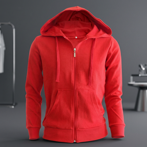 OEM Custom <b>Men</b> Winter Solid Plain Dyed Eco-Friendly 100% Cotton Fleece Zipper Hooded <b>Sweatshirt</b> - Product Image 3