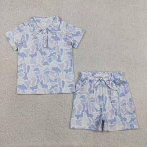 SS0886 RTS บูติกเด็กผู้ชาย ชุดลายพรางสีน้ำเงินม่วง เสื้อผ้าเด็กขายส่ง กางเกงเด็กวัยหัดเดิน กางเกงขาสั้นเด็กผู้ชาย - Product Image 4