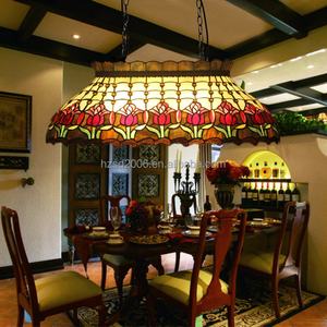 Lámpara Colgante Hecha a Mano con Diseño de Tulipanes de 32 Pulgadas, 4 Luces, Estilo Tiffany, Vidrio de Colores, para Comedor, Hotel, Villa - Product Image 3