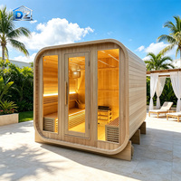 Sauna Traditionnel Extérieur de Haute Qualité en Bois de Cèdre Rouge Canadien, Salle de SPA à Domicile avec Porte en Verre Trempé et Éclairage LED
