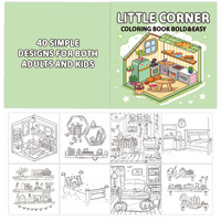 Livre de coloriage Little Corner de 40 pages pour adultes et adolescents avec des dessins simples et mignons de coins confortables pour la détente